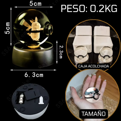 Esfera De Cristal Con Luz 3D Pokéball