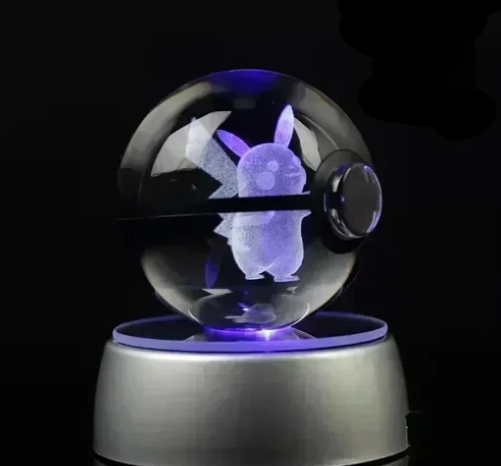 Esfera De Cristal Con Luz 3D Pokéball