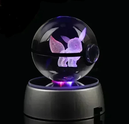 Esfera De Cristal Con Luz 3D Pokéball