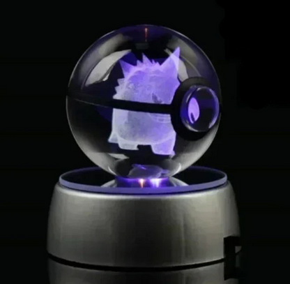 Esfera De Cristal Con Luz 3D Pokéball